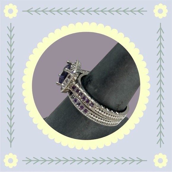 NWOT Elegant Amethyst .925 Silver Ring Set - Picture 8 of 8
